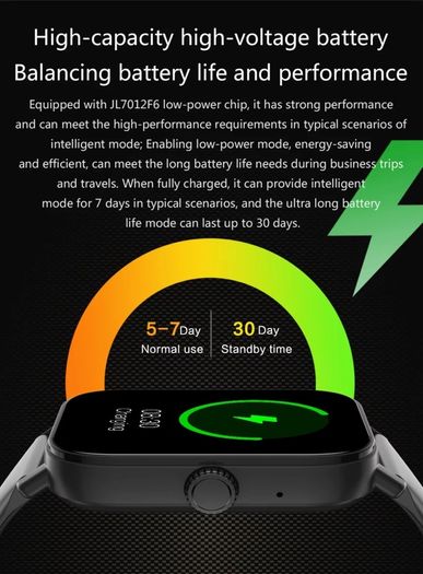 Fashion Smart Watch 1.83" Waterproof Fitness Heart Rate Tracker for Men/Women