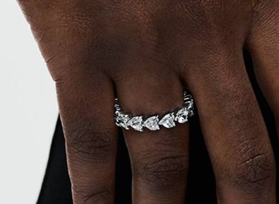 Pandora Halo Hearts Eternity Ring New Size 56