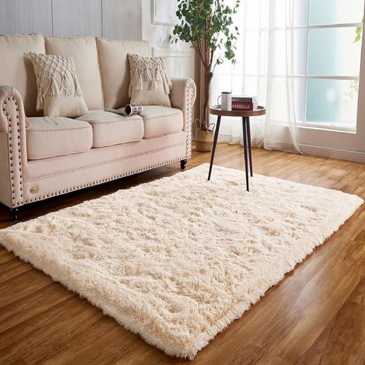 MULTIPLE COLOURS AVAILABLE Small Fluffy Rugs Washable Long Plush Rugs, Bedroom Soft Pile Rug Carpets Bedroom Mats Home Decoration (Beige,60x120 cm) FREE EXPRESS SHIPPING