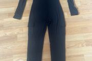 Black Long Sleeve Cargo Jumpsuit