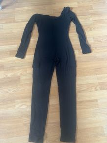 Black Long Sleeve Cargo Jumpsuit