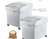 Kitchen Container Ingredient Storage Bin W/ Wheel & Scoop 2 x 10.5 Gal for Commercial Home Storing Rice Flour Corn Soybean