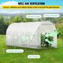 Walk-in Tunnel Greenhouse, 457.2 x 198.12 x 213.4 cm Portable Plant Hot House w/ Galvanized Steel Hoops, 1 Top Beam, 2 x Diagonal Poles, 2 Zippered Doors & 8 Roll-up Windows, White Image 5