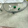 2 clear glass bowl with virbant green glass feet . Image 4