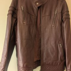 Barneys Originals genuine leather jacket burgundy Size M Medium