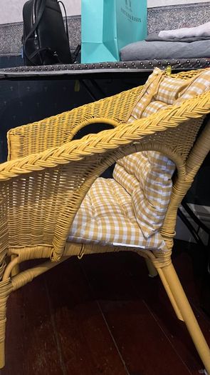Wicker chair with cushions