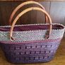 Brown Straw Wicker Type handbag with cane handles Image 2