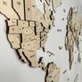 3D Classic Wooden World Map with Country Borders Country Names Capital Names US and Canada Borders and Names 3D Map Effect Image 10