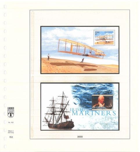Collection: Ireland 2003-4 Ireland Stamp collection on Linder pages in Lindner album Mint Never Hinged (MNH). Adverts shows 14 images of contents