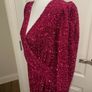 Sequin dress party dress Other Stories with a wrap silhouette padded shoulders pink lined size 42/ M BNWT Image 6