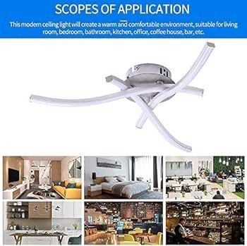 SALE | Ceiling Light, Elegant Curved Design,3 Built-in LED Boards,21W Cool White Light 6000K, Modern for Living Rooms, Bedroom, Kitchen Hallway,1600 Lumens