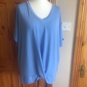 QED London Ladies Blue Stylish Short Sleeve Jumper Size M/L includes postage