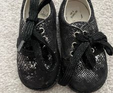 Primigi Baby Girls Black Silver Metallic Shimmer Leather Shoes EU 20 UK 4