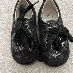 Primigi Baby Girls Black Silver Metallic Shimmer Leather Shoes EU 20 UK 4