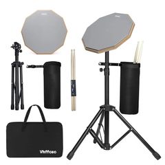 Stagg 12" drum practice Pad + Vhfosso 12" pad Pad with Stand, Sticks and Drum Stick Bucket and bag