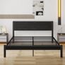 King Size Bed Frame with Wooden Storage Headboard, Metal Bed Frame King Size Bed Base/Mattress Foundation, Enhanced Support Noise Free, Black Image 4