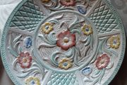 H J WOODS majolica plates 9 inch