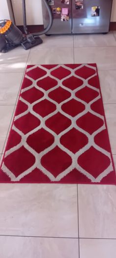 red and cream rug
