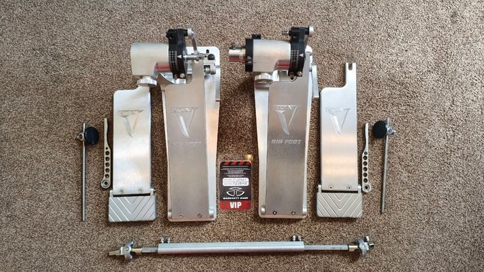 Trick Pro 1-V BigFoot Double Bass Drum Pedal + Extra Low Mass Shortboards +  ACD Unlimited Upgrades
