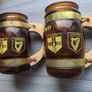 IRELAND good luck good health brown glass mugs with wooden handles Image 2