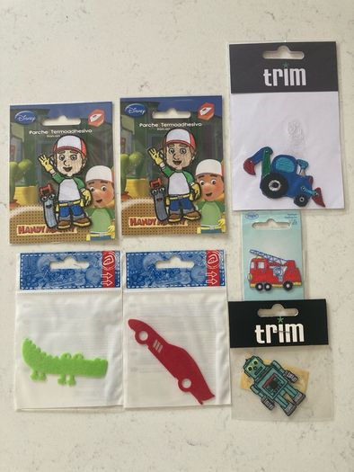 Assorted iron-on motifs for customising children's clothing