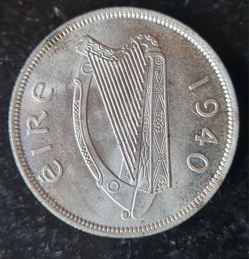 Ireland 1940 Silver Halfcrown, Uncirculated Condition, Full Lustre.