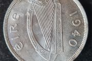Ireland 1940 Silver Halfcrown, Uncirculated Condition, Full Lustre.