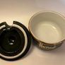 Vintage Harrods Food Halls Apilco France Lidded Preserve Pot / Sugar Bowl Green & Gold Image 4