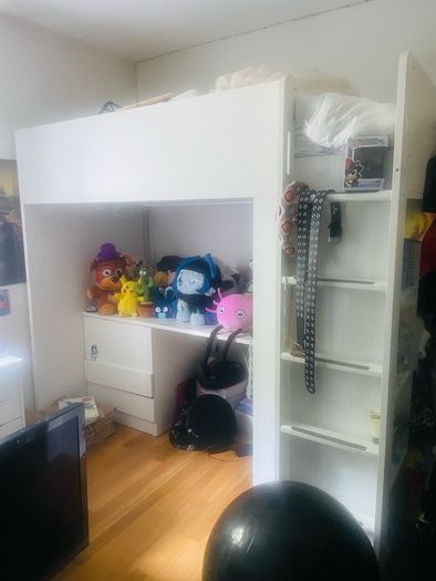 Ikea Loft Bed with desk and extra storage