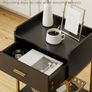 Bedside Table, 3-tier Modern Bedside Table with Storage Drawer and Shelf, Small Side Table for Bedroom, Living Room, Black Image 3