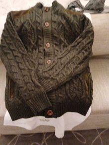 mens cardigan  brown mix fab