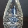 Fabulous Vintage Retro Large Art Glass Hand-Blown Teardrop Ovoid-Shaped  Paperweight with a Stunning Intricate Pattern in Blue, Clear and Opaque White Glass Image 3