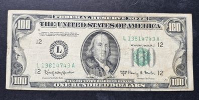 USA 1950-E Hundred Dollar Bill 100 San Francisco US Federal Reserve Franklin Note