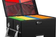 File Box with Lock,Fireproof Document Box with Handle and Zipper,Collapsible File Organiser,Home Office Fire Safe Storage Filing Box for A4 Suspension File Folder