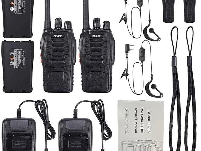 2Pcs Walkie Talkies Rechargeable, Walkie Talkies for Adults Professional Long Range 16CH Two Way Radio, Supports Hand Free VOX Function with LED Light Earpieces for Outdoor,