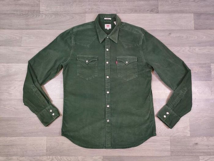 Levis Stretch Corduroy Western Shirt Mens Medium