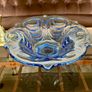Vintage Large Art Deco Blue Glass Footed Bowl Image 7