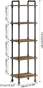 NEW SALE | Ladder Shelf,5-Tier Storage Shelves,Small Bookshelf,Shelving Unit with Metal Frame,Vintage Industrial Plant Display Stand,Bookcase for Living Room, Home Office