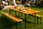 Wooden Folding table and two benches picnic set  (3 pieces)