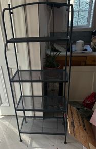 Grey storage shelves