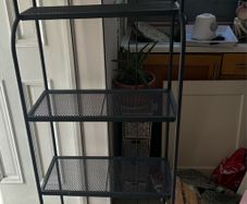 Grey storage shelves