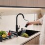 Black Kitchen Sink 50 x 45cm Stainless Steel Sink Bowl with Pull Down Tap Kitchen Sinks Single Bowl with Drainer Basket Soap Dispenser, Deep Bowl for UK Kitchens, Top/Flush/Undermount Sink Image 7