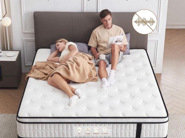 5FT King Size Mattress, 10.2 INCH King Memory Foam Sprung Mattress Medium Firm,Comfortable Sleep for Back Pain Relief and Heavy Sleeper(150x200x26cm)