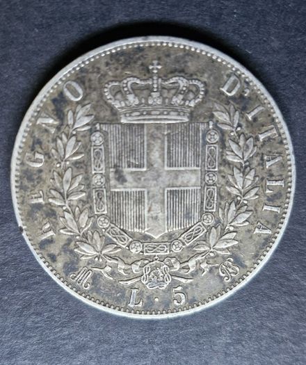 1875 M-BN Italy 5 Lire - Victor Emmanuel II Silver coin