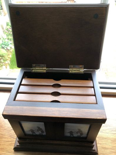 Vintage oak photo album memory box stores 63 photos