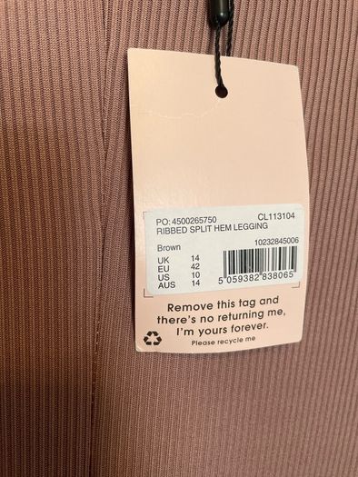 Missguided ribbed split hem legging size 14 - New