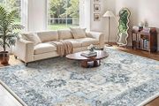 Large Washable Rugs for Living Room 200x290cm, Extra Large Area Rug, Vintage Boho Rugs, Low Pile, Non-Shedding, XXL Carpet, Traditional Oriental Design, Dining Room, Home Office, Bedroom