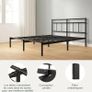 Bed 90 x 190 cm Metal Frame with Headboard  Easy Assembly Height 30 cm with Slats Support Storage Space Under the Modern Design  Black Image 6