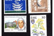 1987 Ireland Anniversaries. Bicentenary of Waterford Chamber of Commerce, Golden Jubilee of Muinti Na Tire; Tercentenary of Trinity College Botanic Gardens and Golden Jubilee of Medical Missionaries of Mary Commemorative Stamps Mint Never Hinged (MNH)