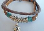 New Mens Leather surfer Bracelet With Metal Ball Charm. Tribal Gothic Jewellery